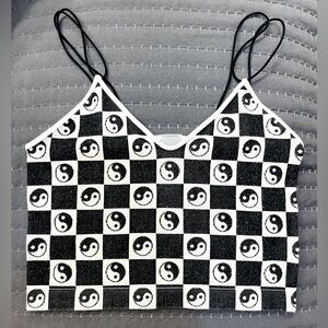 Sky & Sparrow x PacSun Yin Yang Checkerboard Stretch Crop/Bralette, M-L